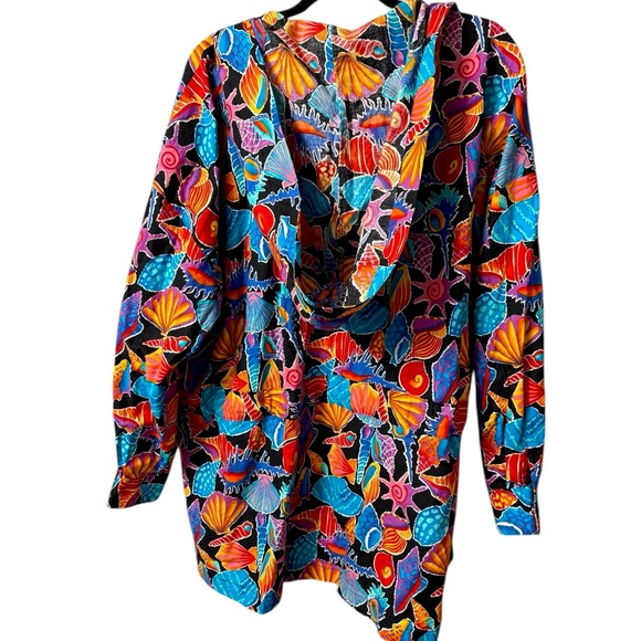 One-of-a-Kind Seashell Print Hooded Jacket/Top - Multicolor, handmade - Picture 2 of 6